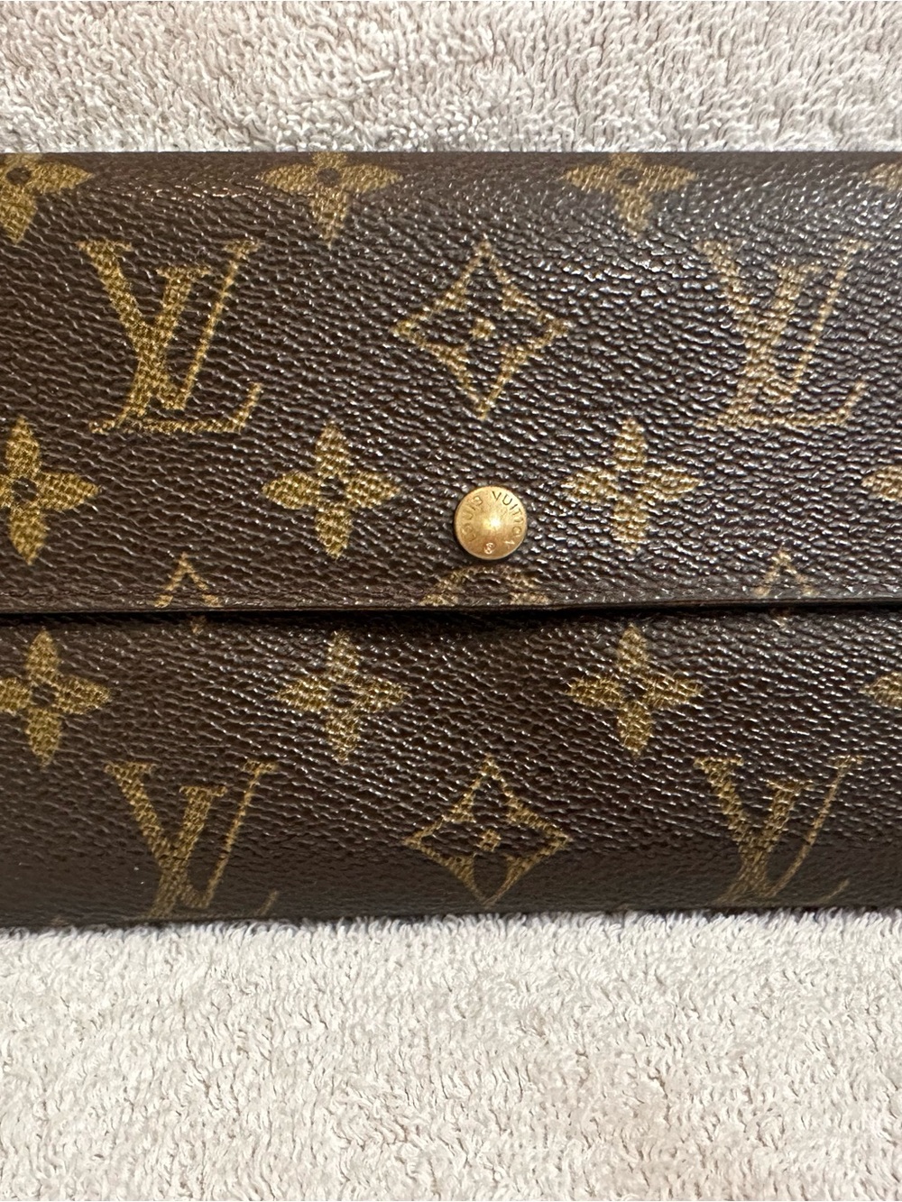 Louis Vuitton Monogram Sarah Canvas Wallet in Brown and Gold-tone